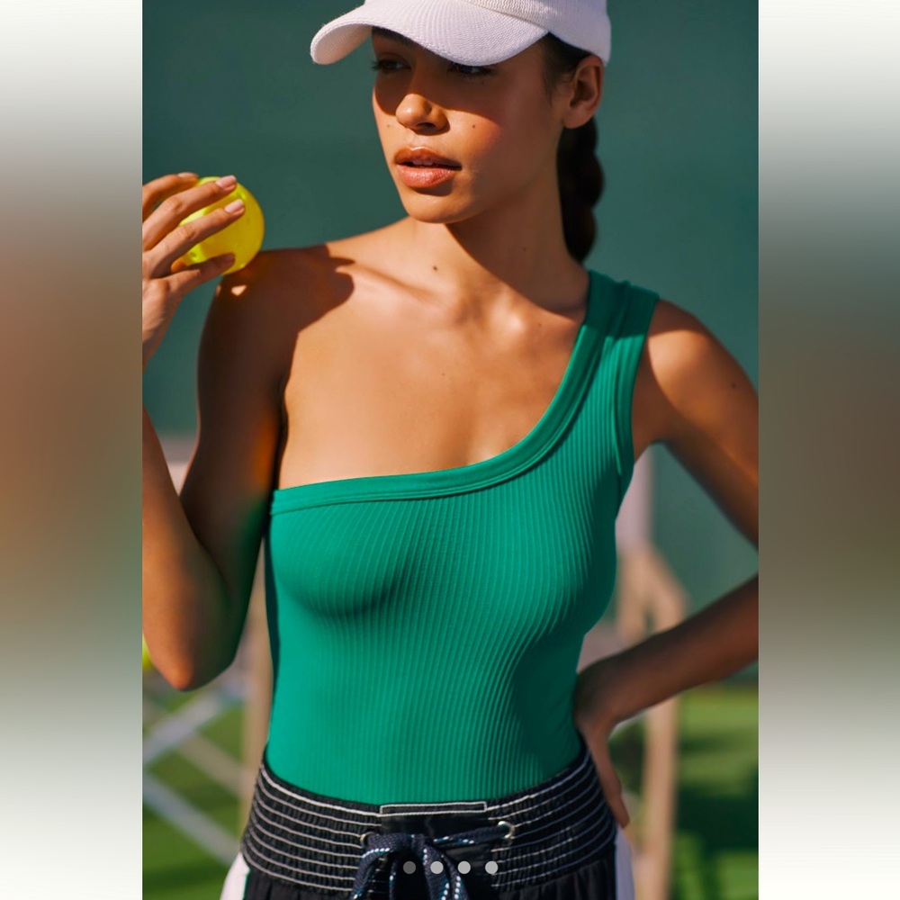 Anthropology Seamless One-Shoulder Ribbed Bodysuit